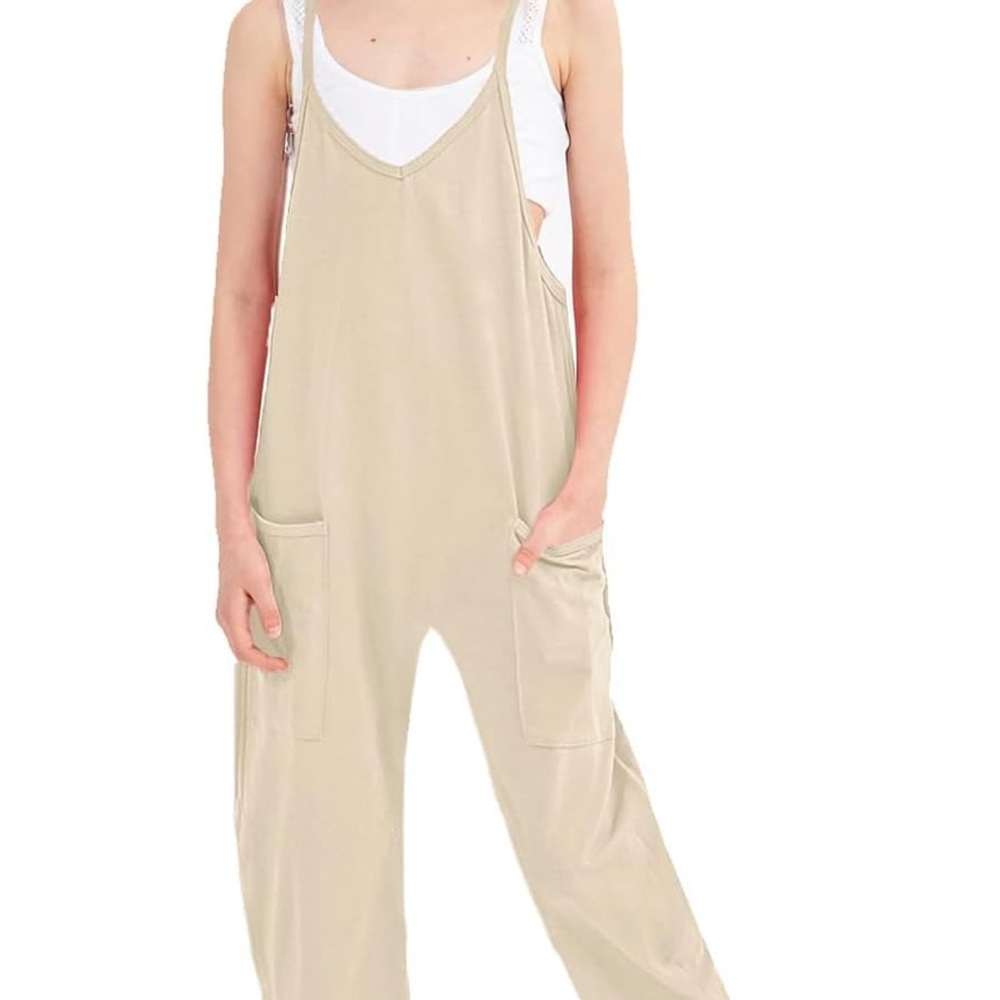 UK Loees Casual Sleeveless SOFT Jumpsuit Khaki Spaghetti Strap Brand New NWT